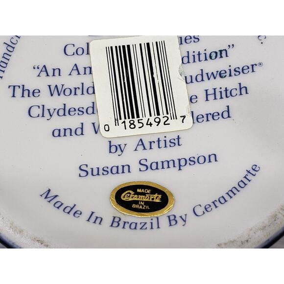 1990 Budweiser Stein Clydesdales Horses Holiday Beer Dark Blue Trim - Picture 9 of 9